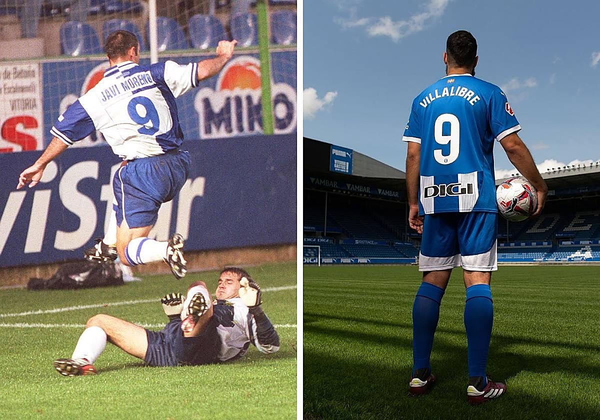 Javi Moreno y Villalibre, con el '9' del Alavés.