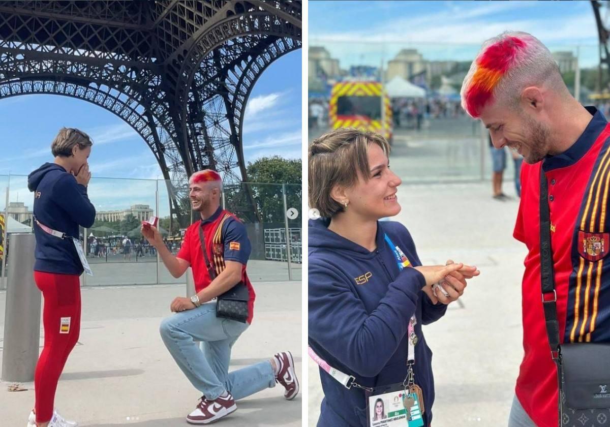 Amor en los Juegos Olímpicos: la bonita pedida de mano a la judoka Laura Martínez bajo la Torre Eiffel