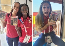 Ana Peleteiro, Fátima Diame y Marta García presumen de 'funko'.