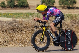 Sepp Kuss, líder de las Vuelta a Burgos, en la crono de ayer.