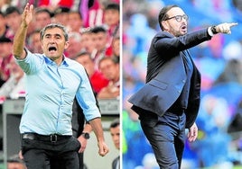 Valverde y Bordalás. Los entrenadores del Athletic y del Getafe se enfrentarán mañana por octava vez y lo harán en la apertura de la Liga.