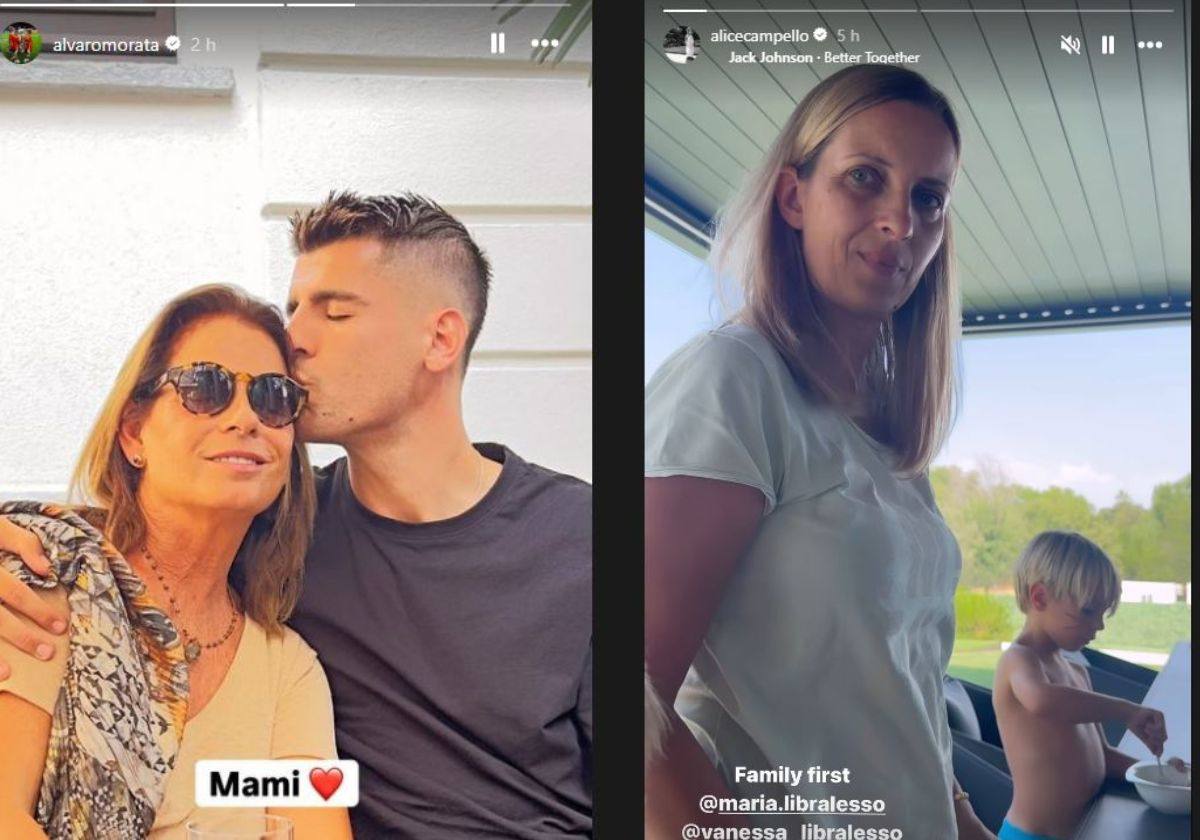 Álvaro Morata y Alice Campello se refugian en el cariño de sus madres