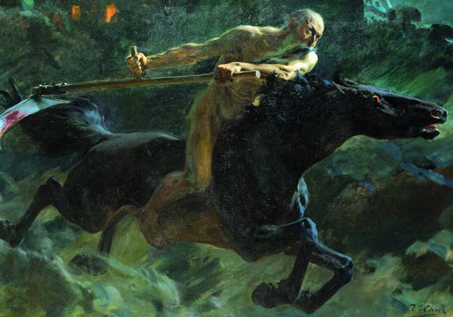 'El padre del tiempo' (1916) de Ulpiano Checa, el único autor español en la muestra.