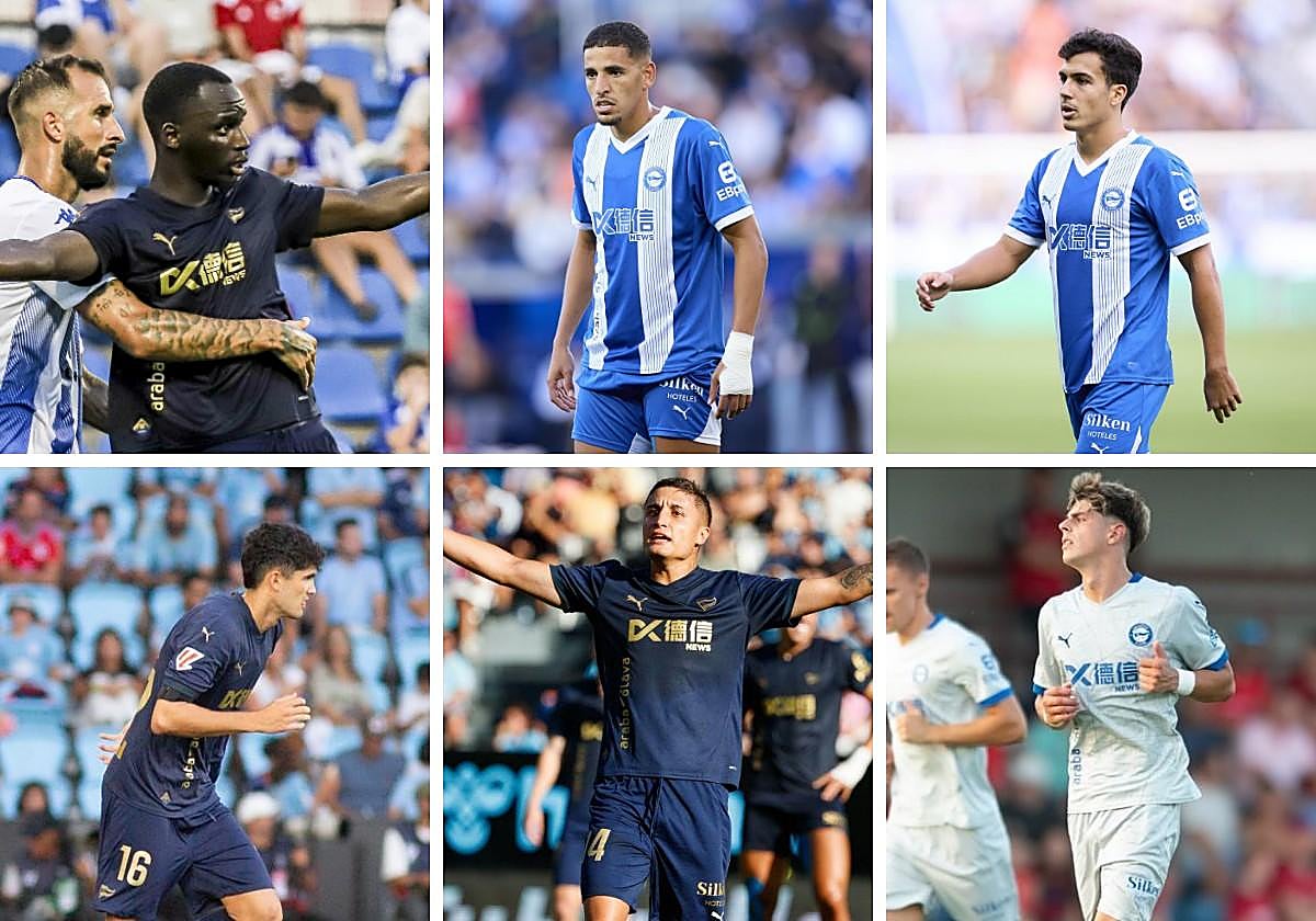 Diarra, Hugo Novoa, Abqar, Tenaglia, Manu Sánchez y Pica, con el Alavés.