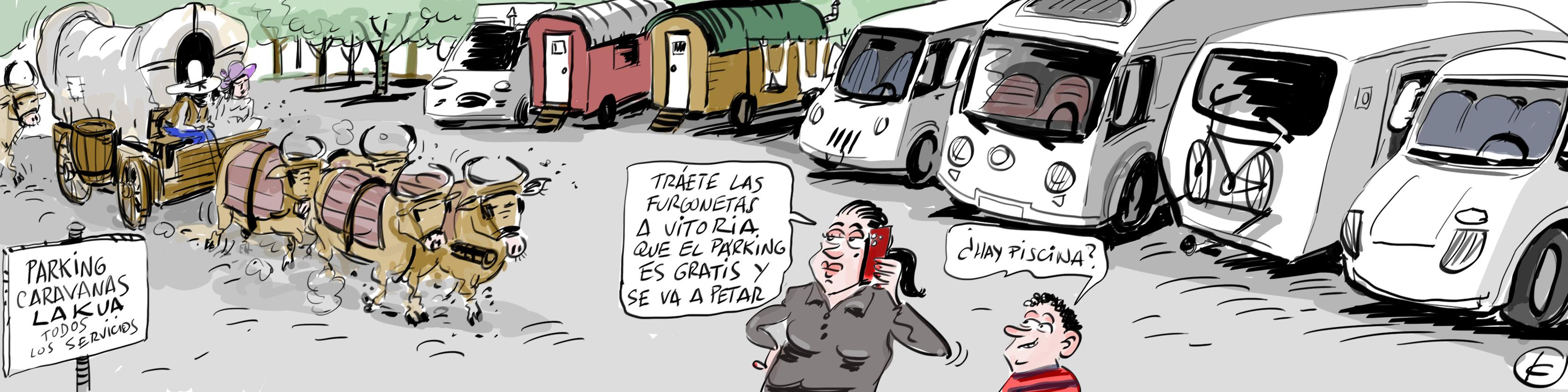 La tira de Cerrajería y el aparcamiento de caravanas