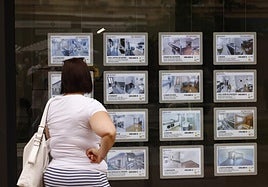 Una mujer observa las viviendas en venta o alquiler.