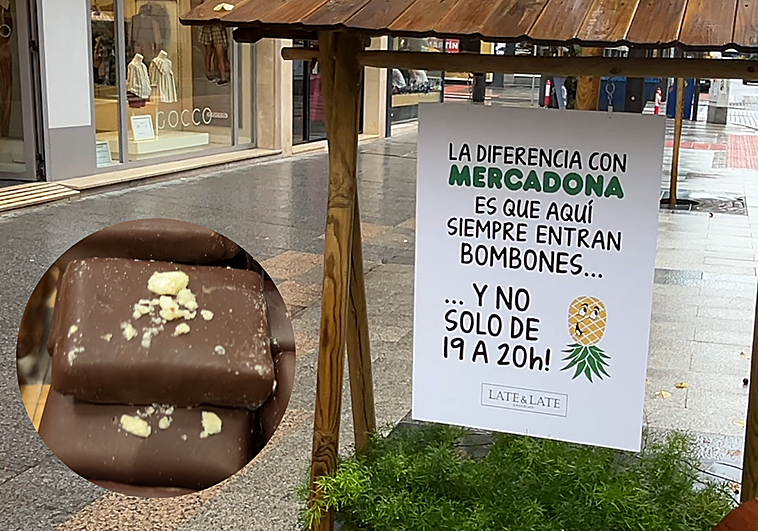 Una de las novedades de la tienda es el bombón de piña, la fruta que se ha convertido en el símbolo para ligar en el supermercado.