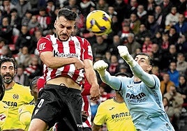 Los futbolistas del Athletic celebran el segundo gol ante el Villarreal, obra de Iñaki Williams.
