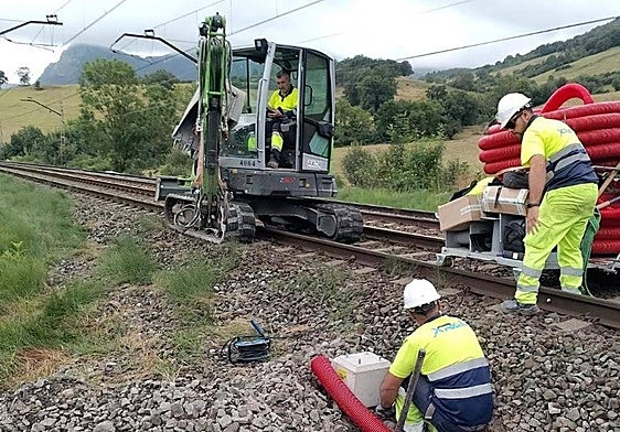 Obras de ampliación del apartadero ferroviario en Orduña.