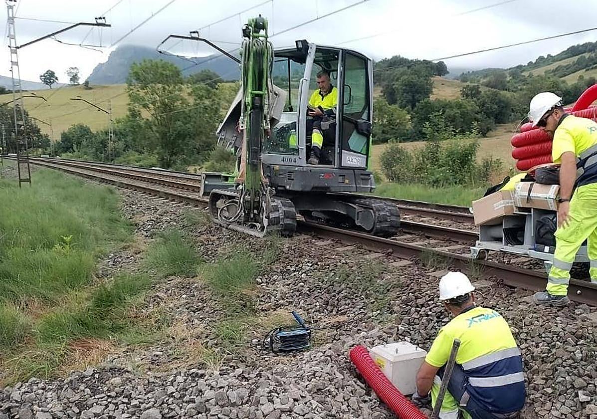 Obras de ampliación del apartadero ferroviario en Orduña.