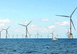 Imagen de parte del parque eólico marino construido por Iberdrola en la costa norte de Francia.