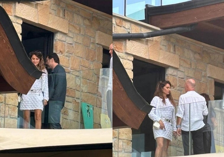 Penélope Cruz junto a Javier Bardem en Hika Bodega este sábado.