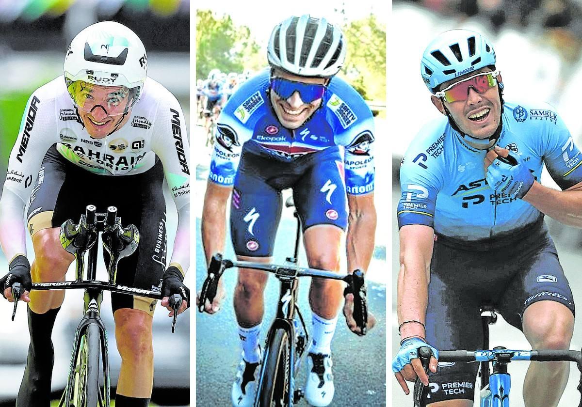 Pello Bilbao, Mikel Landa y Alex Aranburu.