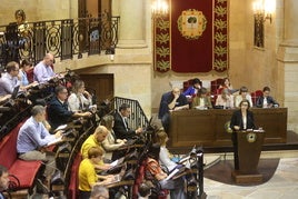 Imagen del Pleno de Política General celebrado esta mañana en las Juntas Generales en Gernika