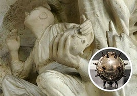 Imagen de la bomba Orsini esculpida por Antonio Gaudí en la Sagrada Familia.