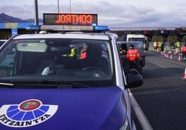 Agentes de la Ertzaintza, en un control de tráfico.