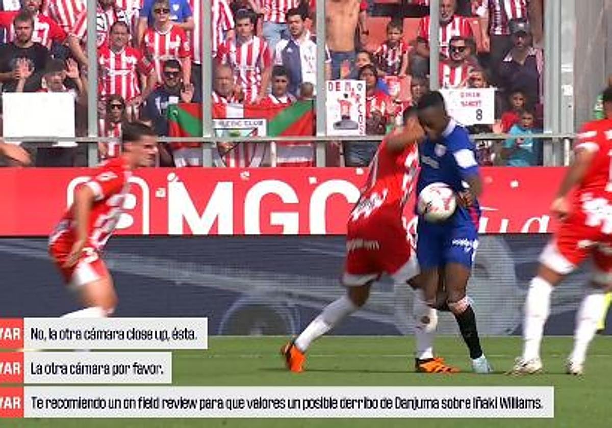 Los audios del VAR del Girona-Athletic: «¡Se la lleva con la mano!»