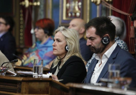 Esther Martínez, durante un pleno en el Ayuntamiento de Bilbao.