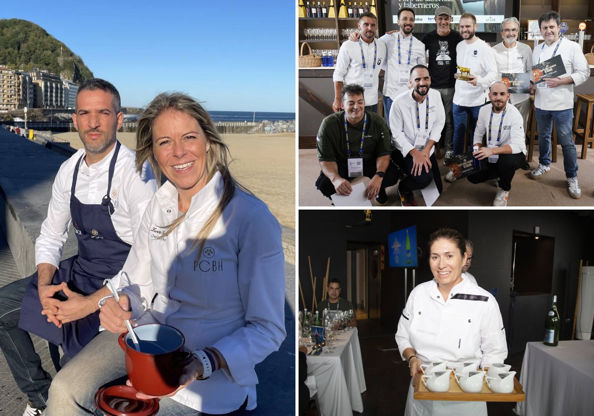 Álvaro Gómez y Zuriñe García (El Paladar) en el concurso de sopa de pescado. Rubén Osorio (Casa Mima) y Mario Allende (Grand Prix) en el concurso de callos que ganó Axel Smyth. Maca de Castro, chef San Pellegrino.