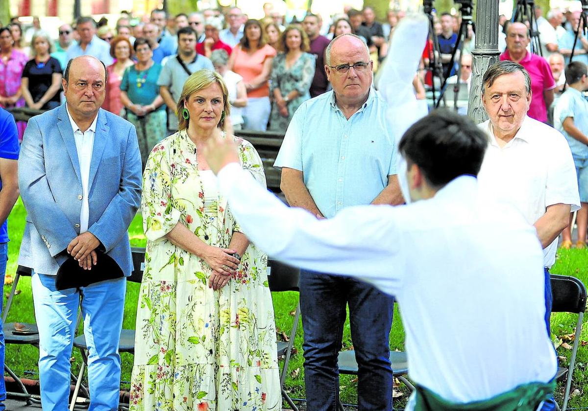 Ortuzar, Atutxa, Egibar y Suso, durante la celebración del Día de San Ignacio el pasado 31 de julio.