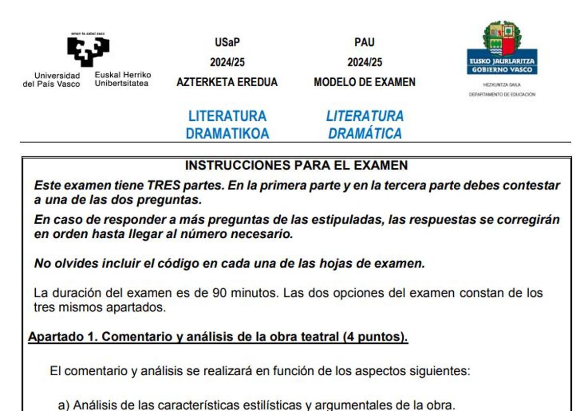 Así es el examen de Literatura Dramática de la nueva Selectividad