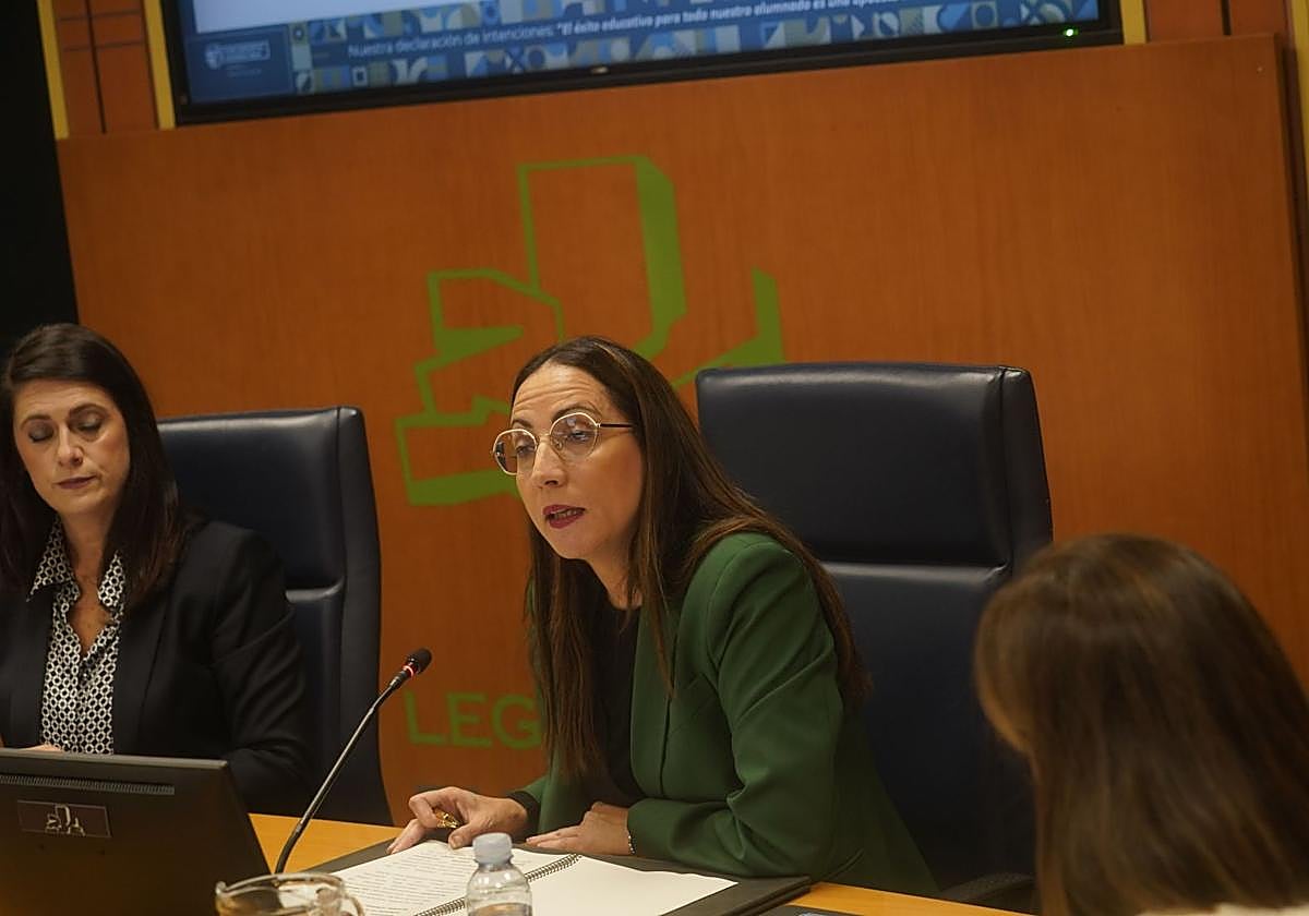 La consejera de Educación, Begoña Pedrosa, en una reciente comparecencia en el Parlamento vasco.