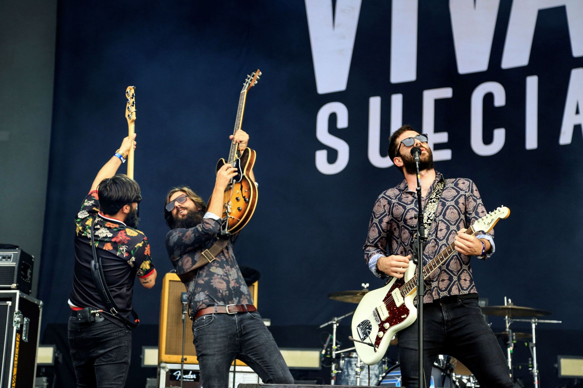 Los integrantes del grupo de rock Viva Suecia, durante una actuación en Madrid.