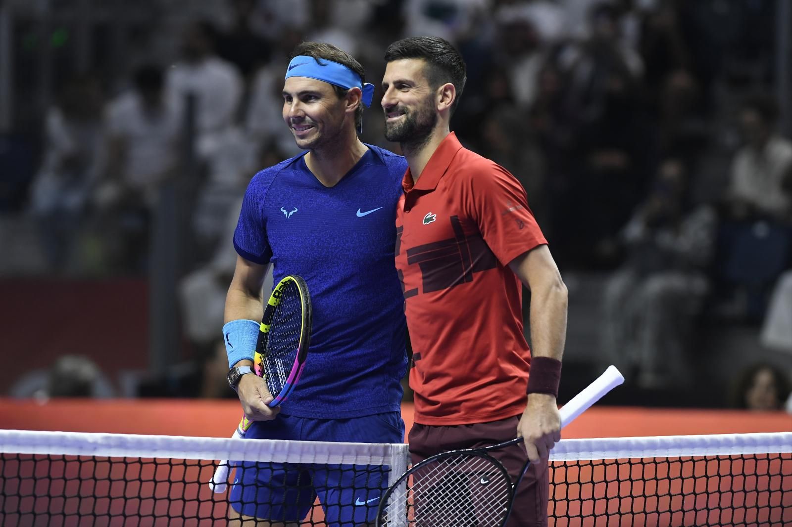 Novak Djokovic y Rafa Nadal al finalizar el partido.