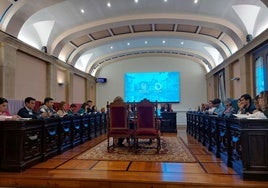 Las fuerzas políticas debatieron en el salón de plenos del Ayuntamiento esta tarde.