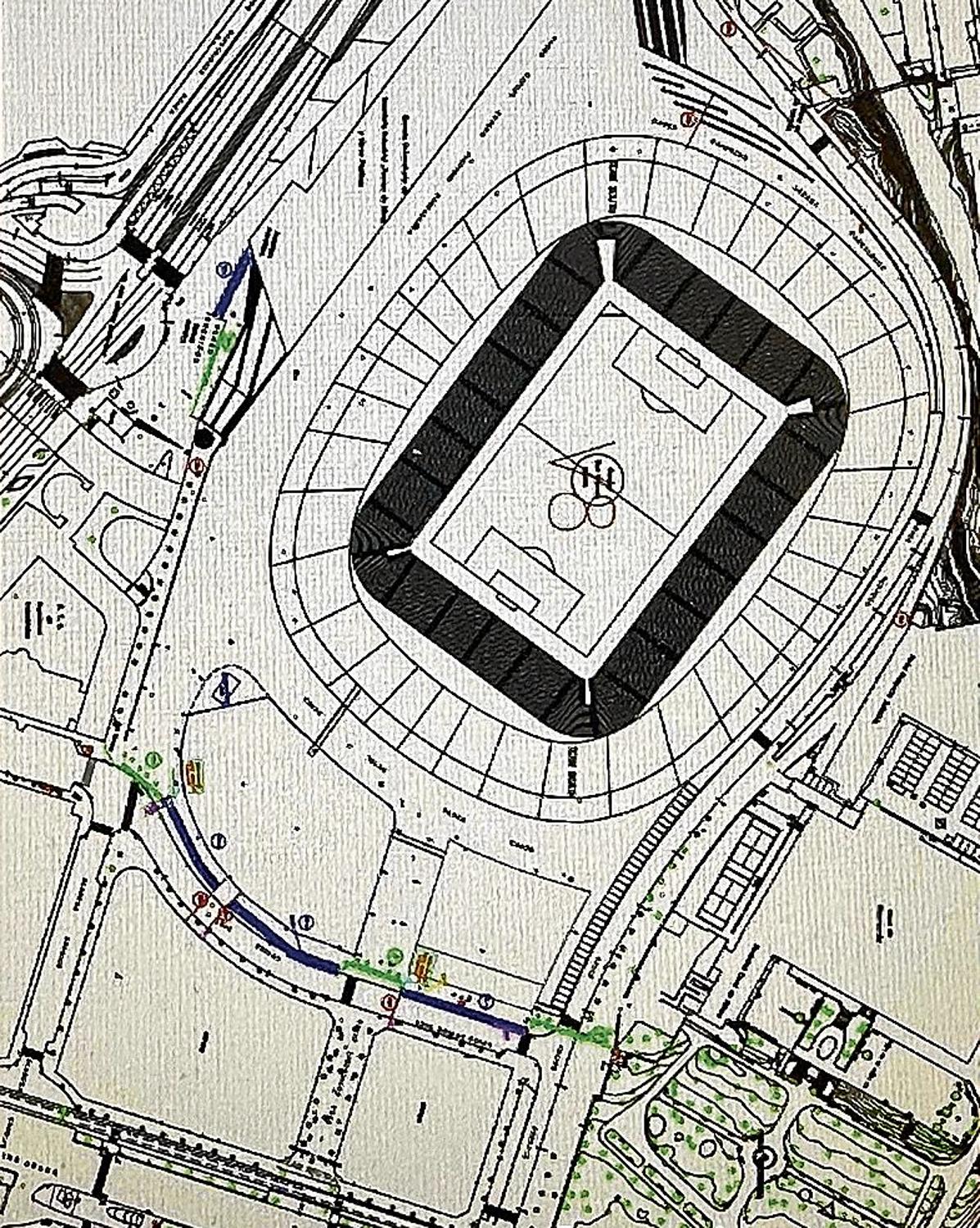 Mapa con los controles de acceso a la explanada.