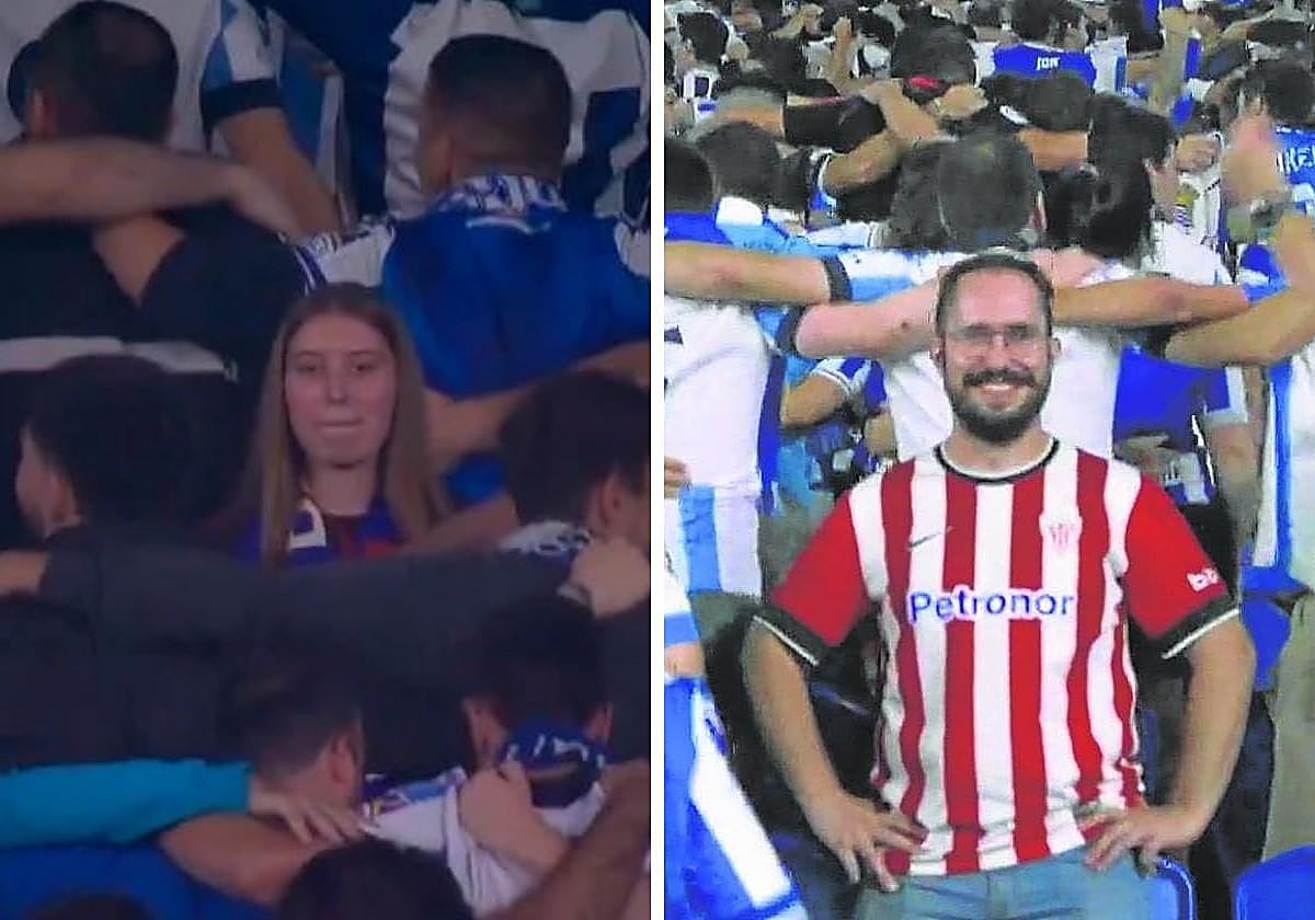 La imagen viral de la aficionada del Barça que imita a la del solitario hincha del Athletic en el Reale Arena