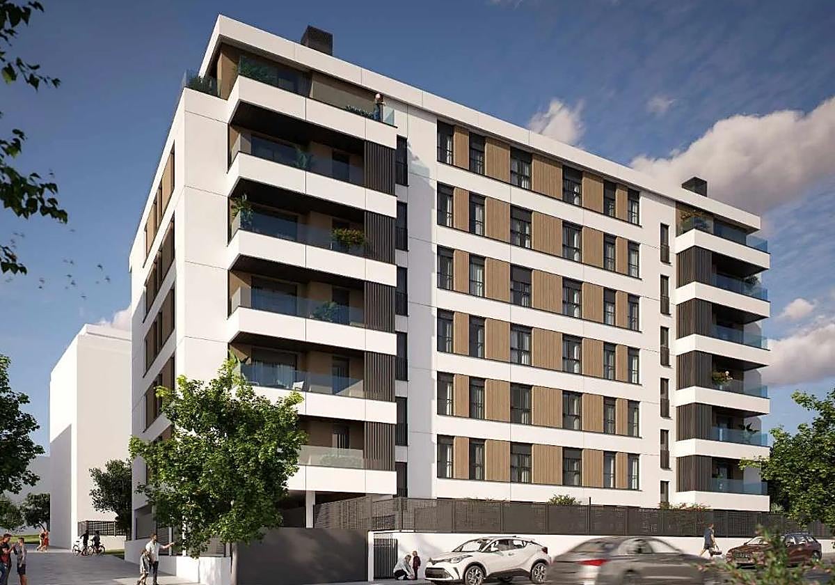 Recreación del futuro edificio de viviendas en Mungia.