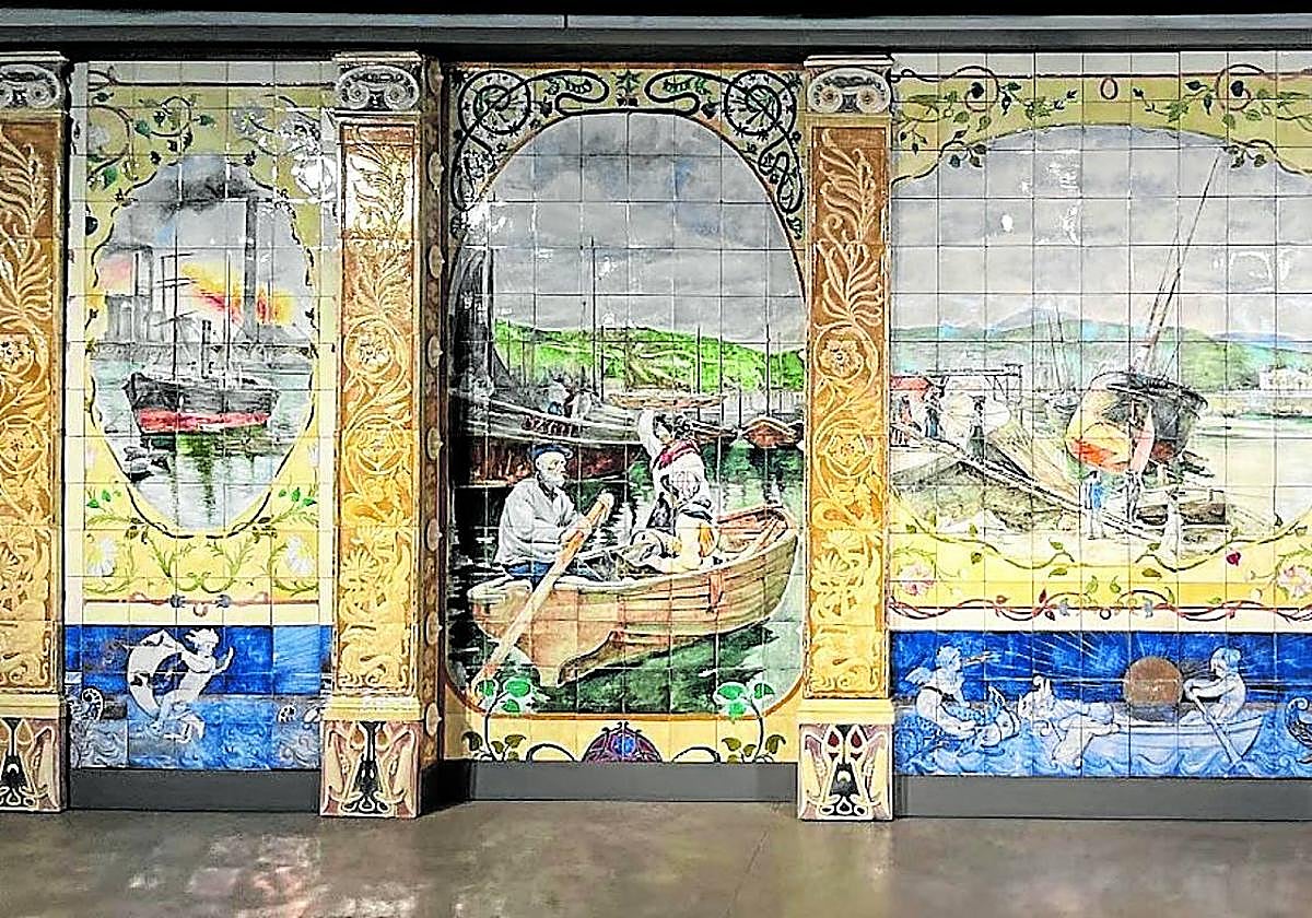 Mural creado por Zuloaga para el vestíbulo de la casa del empresario Tomás Allende en Indautxu y que ha sido donado al Itsasmuseum.