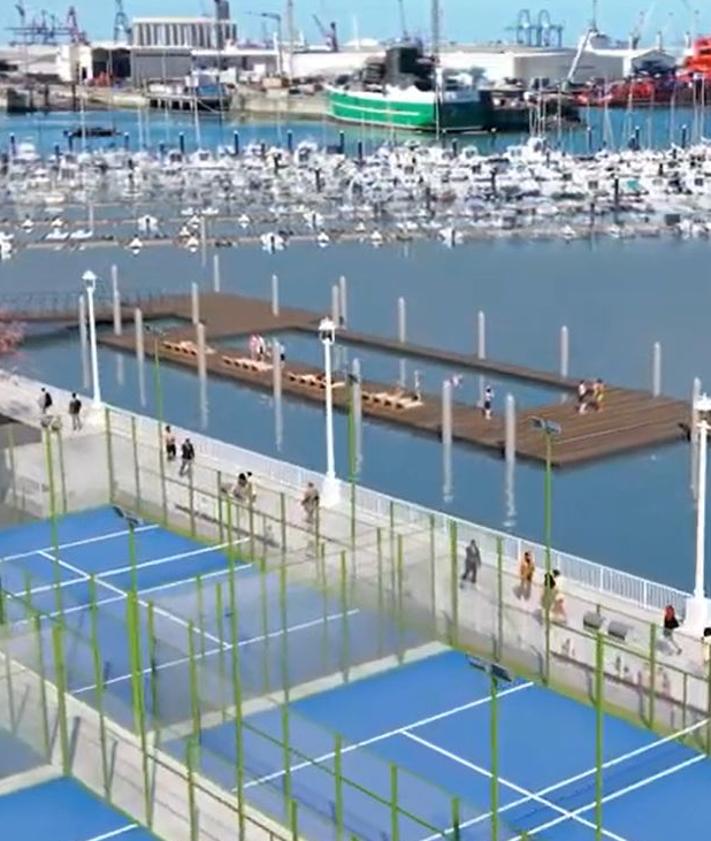 Imagen secundaria 2 - Infografías de la transformación de la franja marítima de Santurtzi, con playa urbana, zona de solarium y un renovado paseo.