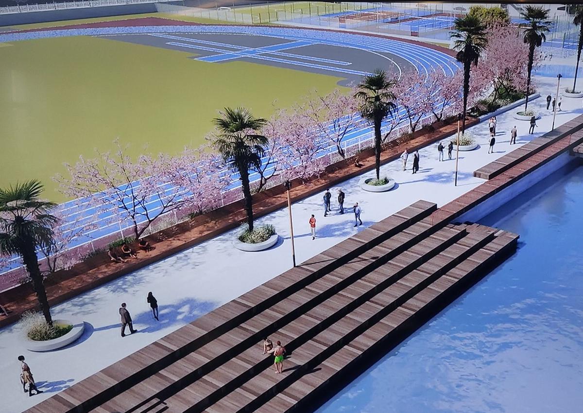 Imagen secundaria 1 - Infografías de la transformación de la franja marítima de Santurtzi, con playa urbana, zona de solarium y un renovado paseo.