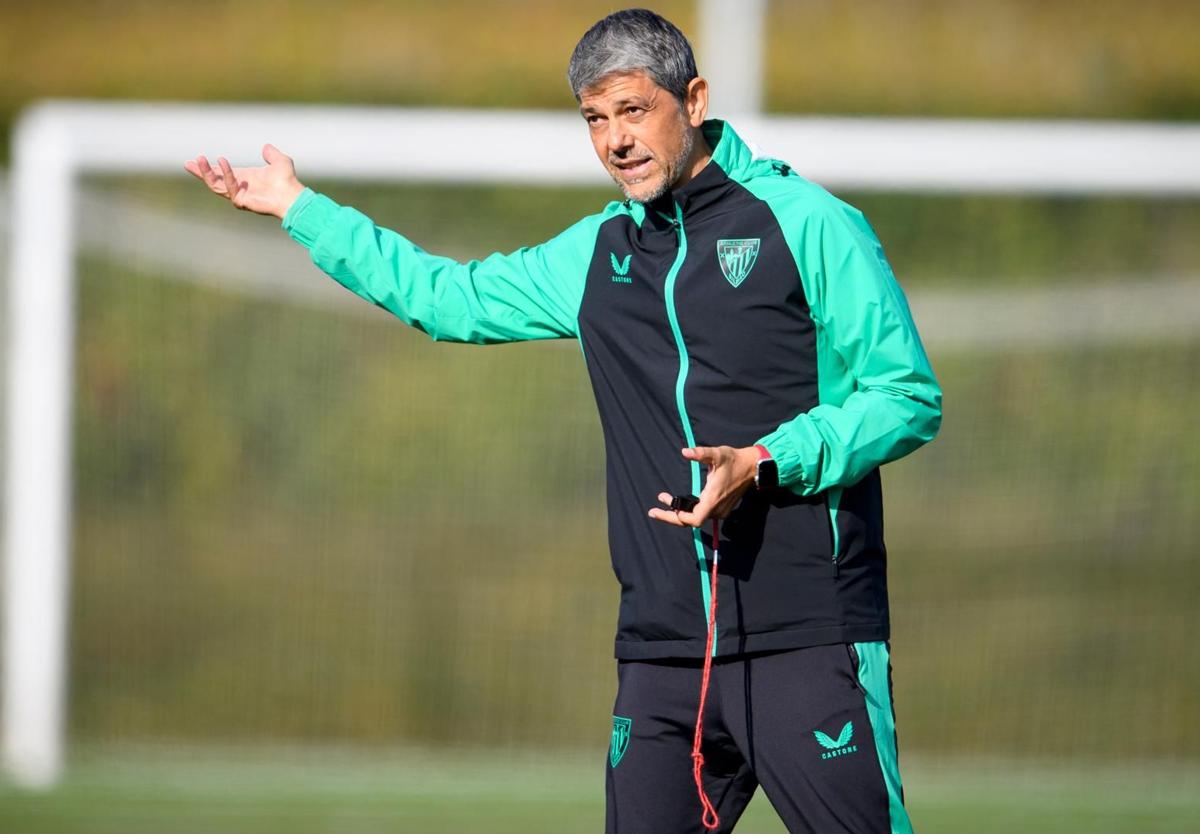 David Aznar, durante un entrenamiento reciente en Lezama.