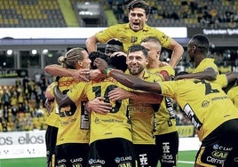 Jugadores del Elfsborg celebran uno de los goles de esta temporada.