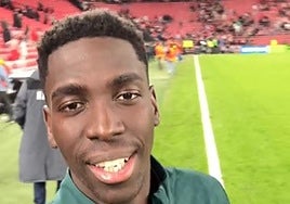 Enorme alegría de Adama tras su gran partido