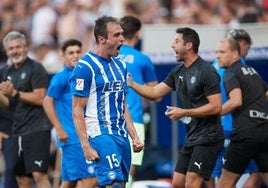 Kike García celebra un gol.