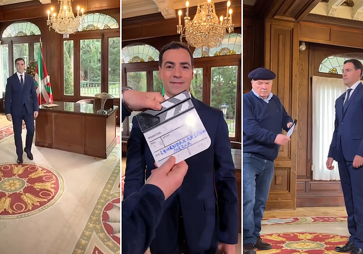 El primer mensaje navideño de Pradales: un guiño al europeísmo del lehendakari Agirre con su escritorio original de París