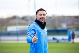 Facundo Garcés, durante su primer entrenamiento con el Alavés.