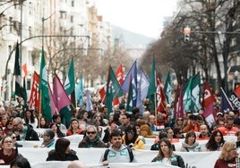 Movilización de sindicatos en Bilbao.