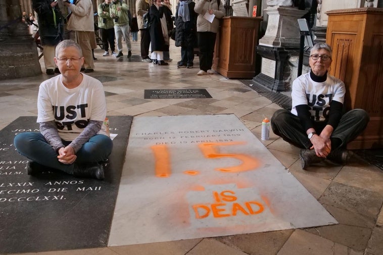 Ecologistas vandalizan la tumba de Darwin en Londres en protesta por el calentamiento global