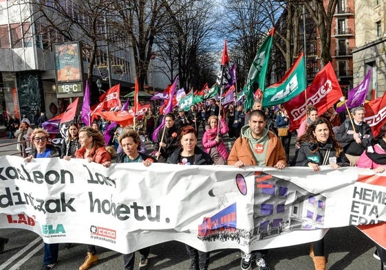 Manifestación de docentes de la escuela pública en Bilbao el pasado día 22.