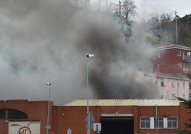 Imagen de la humareda por el incendio de la empresa en Barakaldo.