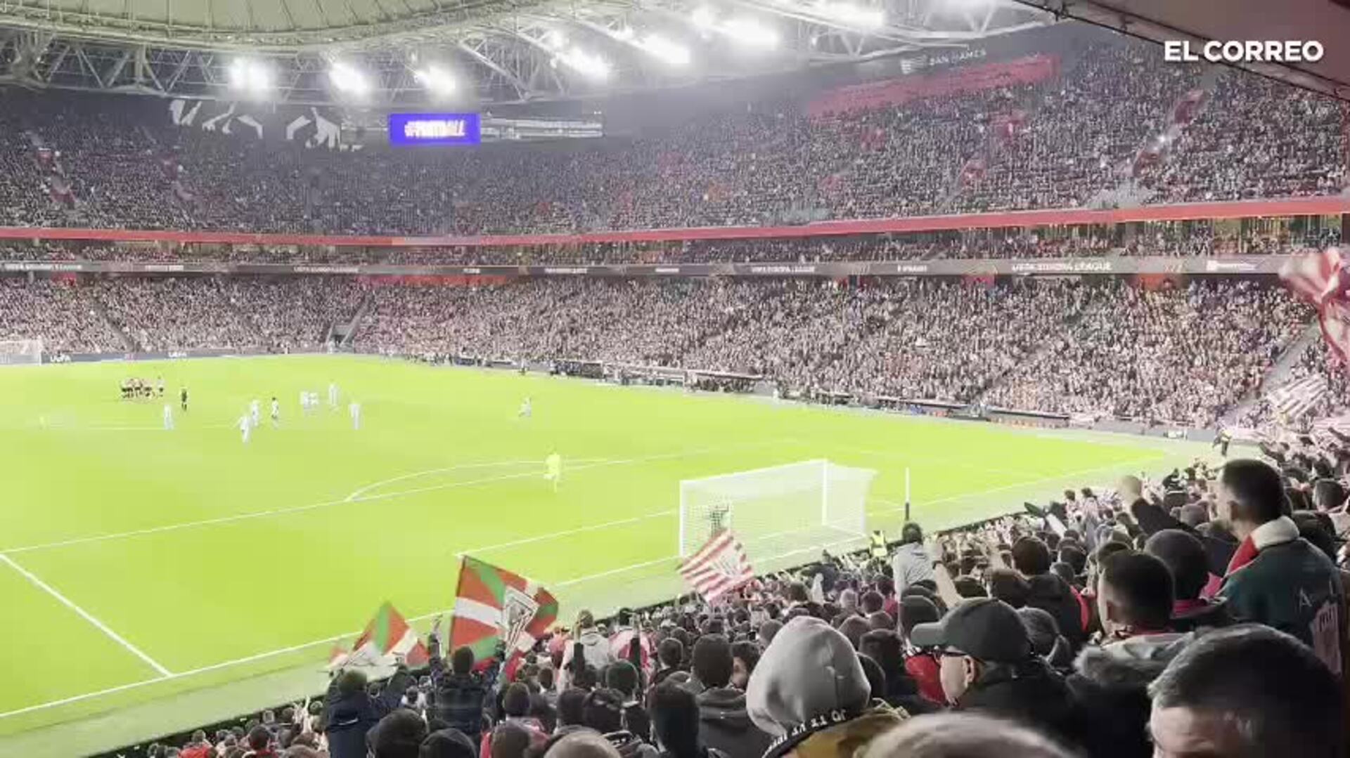 Pitos en San Mamés al portero del Viktoria Plzen por haberle hecho el saludo nazi a Mikel Oyarzabal