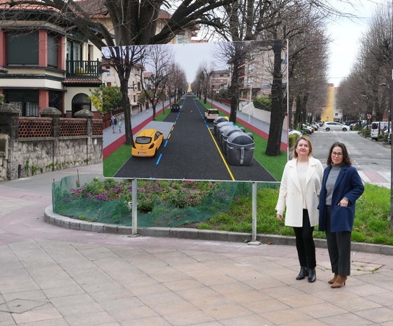 La alcaldesa Amaia Agirre y la concejala de Urbanismo Janire Ocio presentaron la semana pasada la actuación urbanística.