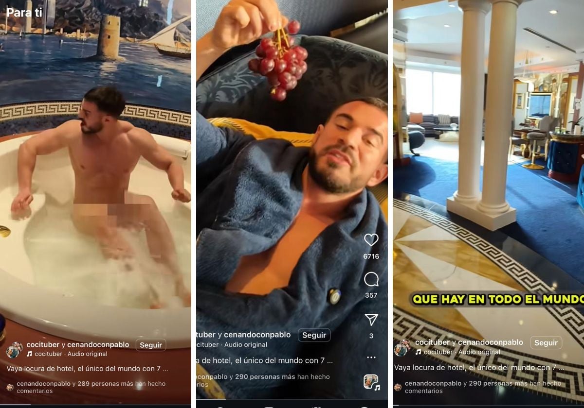 El lujoso desnudo de 'Cenando con Pablo' en el «único hotel 7 estrellas del mundo» a 1.700 euros la noche