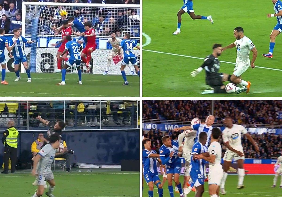 Imágenes de cuatro de los penaltis señalados en contra del Alavés esta temporada.