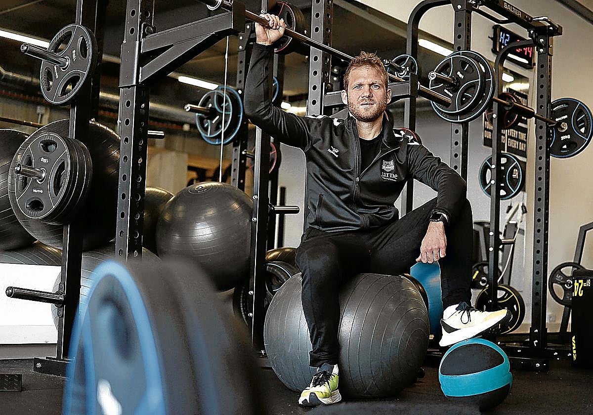 Cristian Lambrecht, en el gimnasio de Artxanda donde entrena con los hombres de negro.